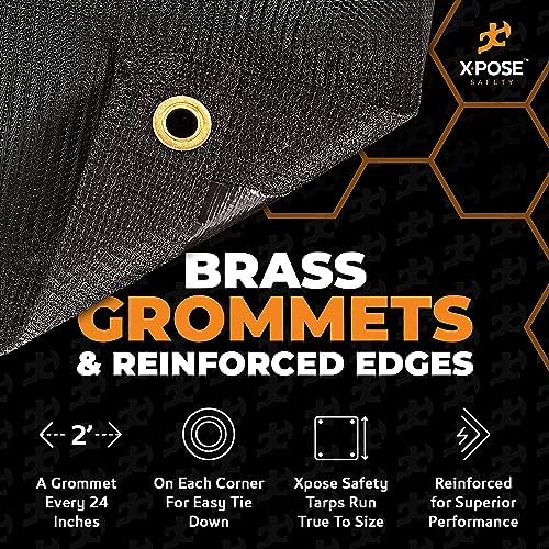 Xpose Safety Heavy Duty Mesh Tarp 12' x 52' – Multipurpose Black Protective Cover with Air Flow - Use for Tie Downs, Shade, Fences, Canopies, Dump Trucks – Weather and Tear Resistant - Image 4