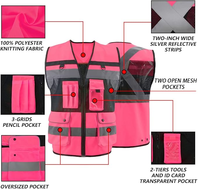 Safety Vest High Visibility Reflective Construction Vest - Image 3