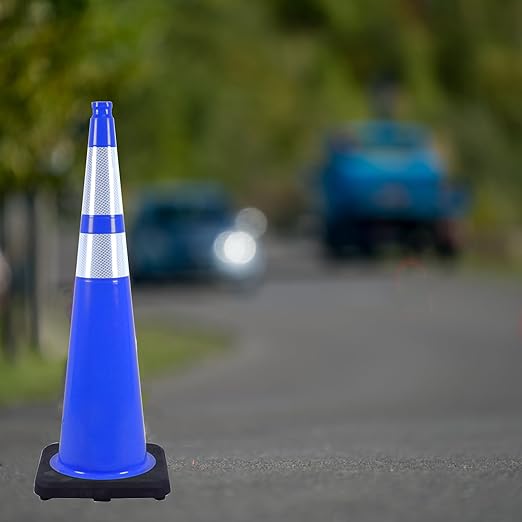 4 Pack 36 Inch Blue Traffic Cones Black Base, Tall Durable Safety Cones - Image 7