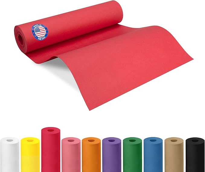 12" x 1200" Christmas Red Kraft Paper Roll by IDLPackaging
