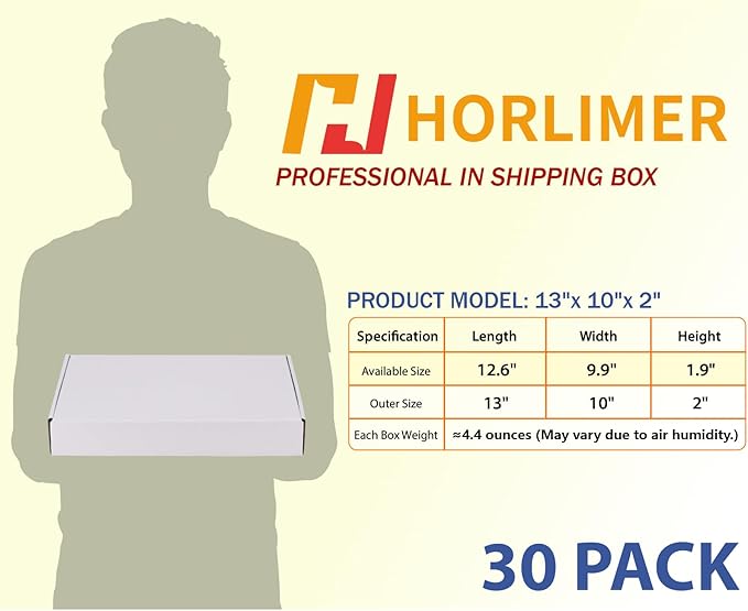 HORLIMER 13x10x2 Shipping Boxes Set of 30 - Image 2