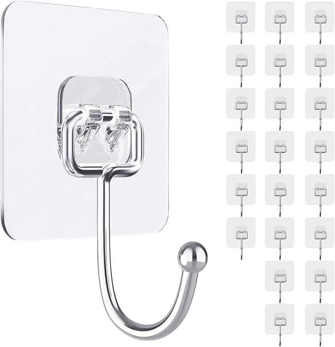 ZESLMG Large Adhesive Hooks for Hanging Wall, 22 Pack Self Sticky Hooks Heavy by ZESLMG