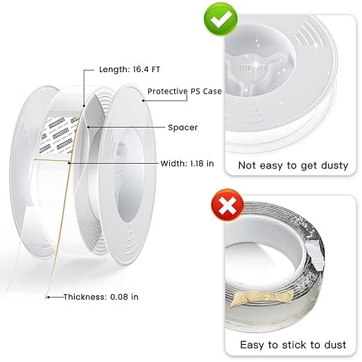 2 Pack Double Sided Tape Heavy Duty, Extra Large 16.4FT Nano Double Sided - Image 3