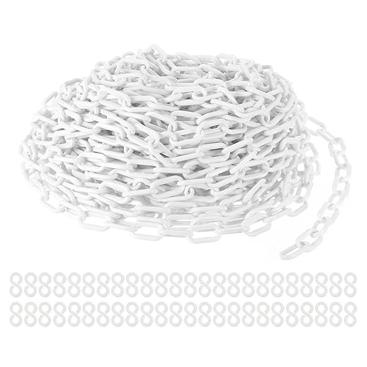 PATIKIL Plastic Chain Links, 100 Foot Safety Barrier Chain White by PATIKIL