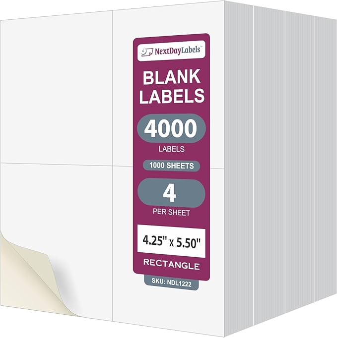 NextDayLabels – 4-1/4" x 5-1/2" Rectangular Sticker Labels by NextDayLabels