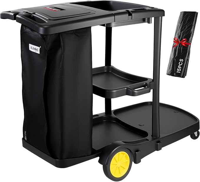ALANNG Cleaning Cart for Housekeeping & Commercial Use, Janitorial Service Cart by ALANNG