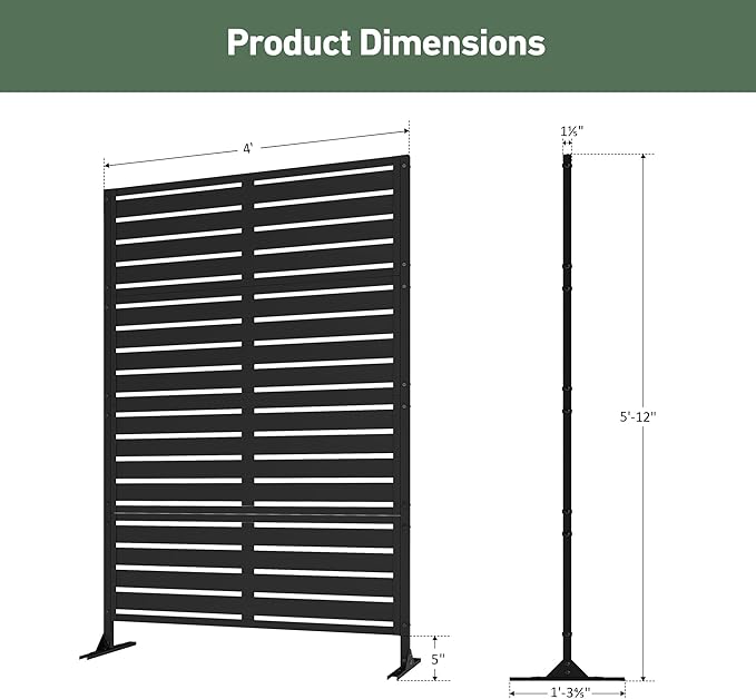 Modern Shade Metal Privacy Screen 72" H x 48" W, Freestanding Decorative - Image 3