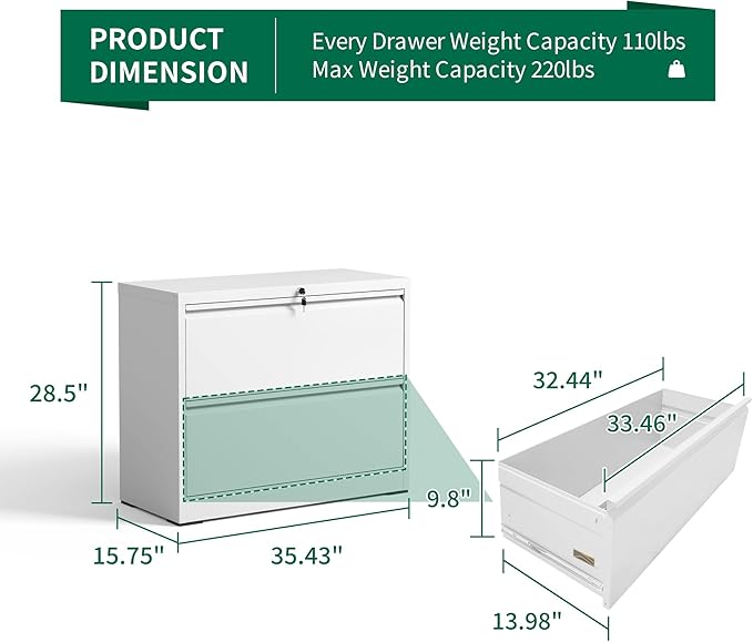 2 Drawer Lateral File Cabinet - Image 3