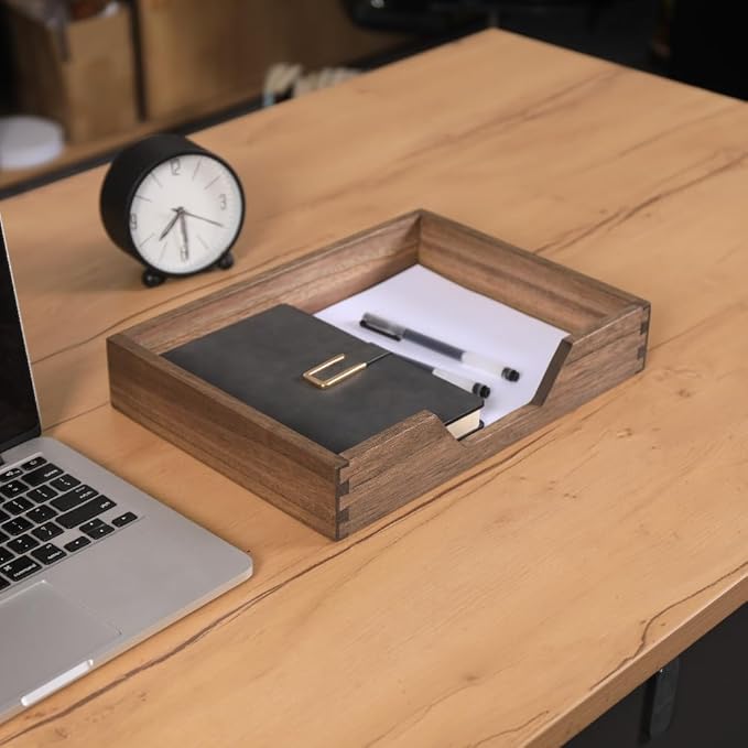 Wood Letter-Size Tray for Office Desktop Organizer - Image 8
