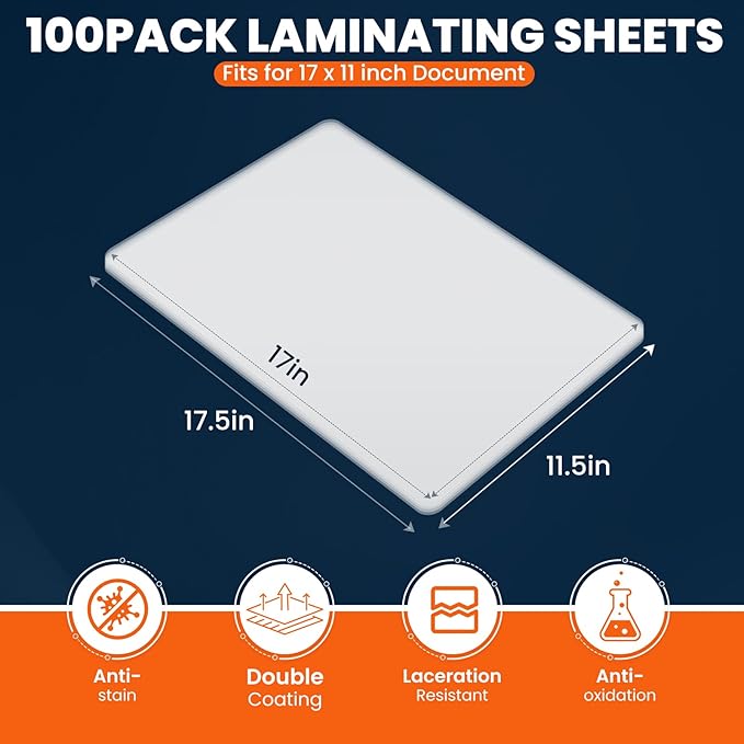CAREGY 100 Pack Laminating Sheets, Hold 11 x 17 Inch Sheet, 5 Mil Clear Thermal - Image 7