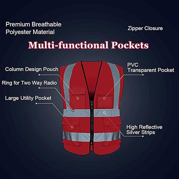 BeautyWill 10/20 Pack Custom Logo Safety Vest, Bulk High Visibility Class 2 - Image 3