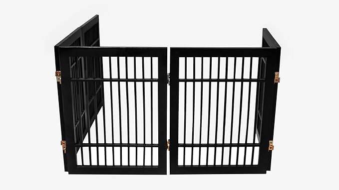 Pet Dog Gate Strong and Durable Freestanding Folding Acacia Hardwood Portable - Image 9