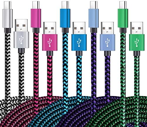 Teeind USB C Cable 6ft 5Pack, 3A Fast Charging Nylon Braided Type C Cord by Teeind