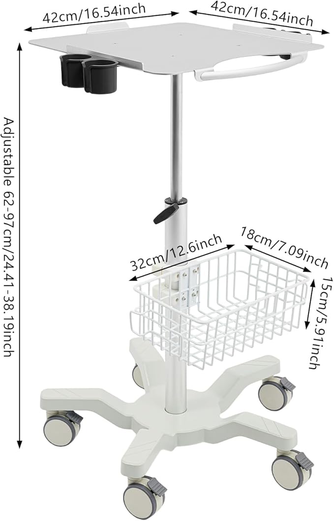 Medical Trolley Cart with Locking Wheels - Image 4