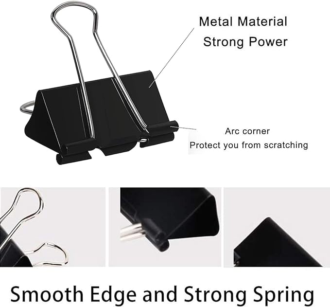 Binder Clips Paper Clamps Assorted Sizes 200 Count, Mini and Micro, 6 Sizes - Image 2