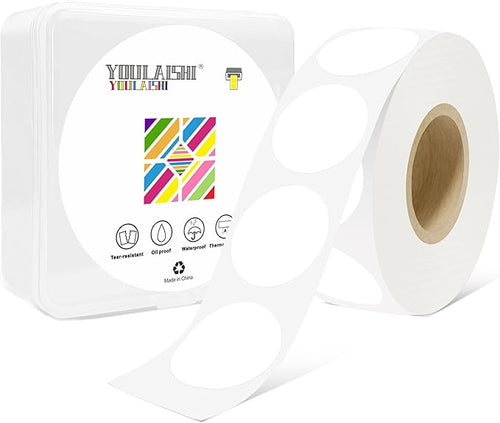 1 Inch Circle Dot Stickers 1000 PCS White Color Coding Thermal Labels Dots by YOULAISHI