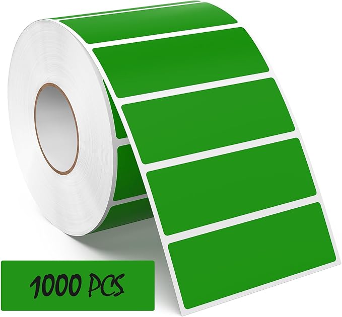 3 × 1 Inches Green Rectangle Color Coding Labels 1000 PCS, Self-Adhesive by Meitaat