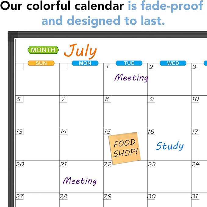 JILoffice Magnetic Dry Erase Calendar Whiteboard, 1 Month White Board Calendar - Image 4