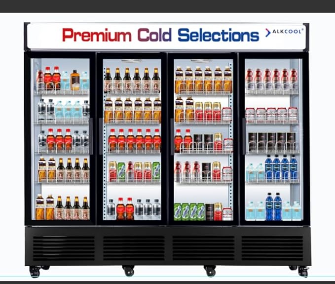 Commercial Beverage Refrigerator Display Fridge, 85 Cu Ft Four Glass Door - Image 2