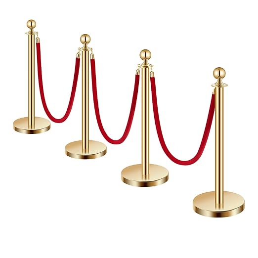 VEVOR Stanchions and Velvet Ropes 4Pcs, Hollow Base - Image 9