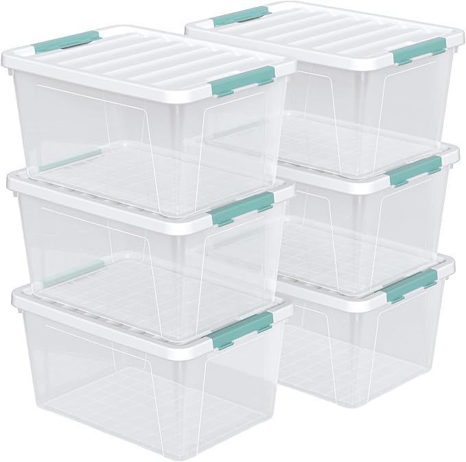 Gainhope 6 Pack 35 L Clear Plastic Storage Bin, Latch Storage Box - Image 7