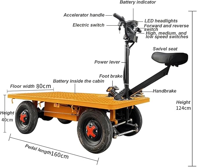 Electric Foldable Platform Truck 600Kg Capacity Steel Push Cart Portable - Image 6