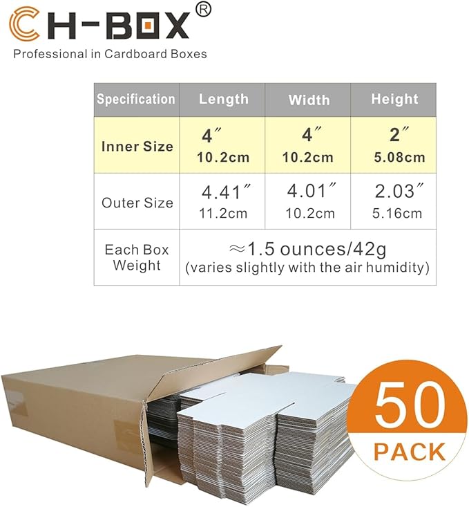 50 Pack 4x4x2'' Small Shipping Boxes, Corrugated Cardboard Mailers - Image 3