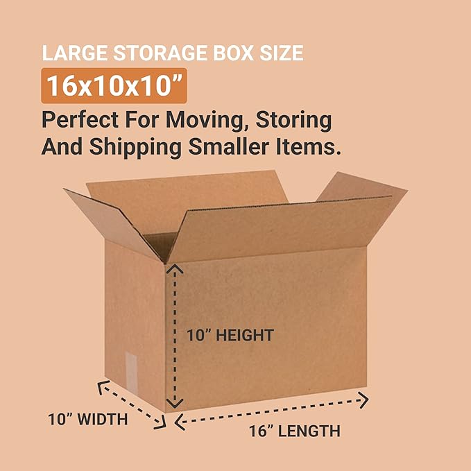 AVIDITI Moving Boxes Medium 16"L x 10"W x 10"H, Shipping and Storage 161010 - Image 2