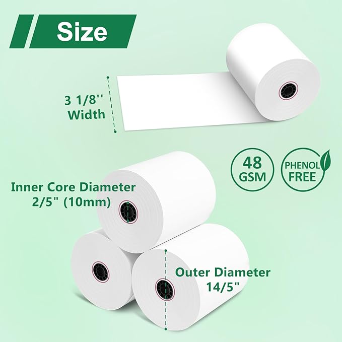 Phenol-Free 3 1/8 x 230 Thermal Paper Receipt Rolls, Thermal Printer Paper 50 - Image 3