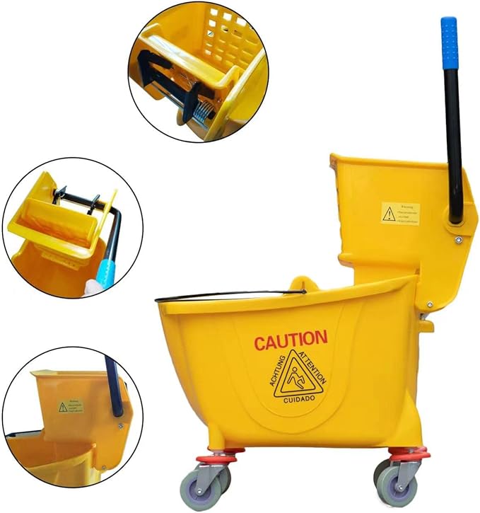 Matthew Cleaning 34 Quart Commercial Mop Bucket INCL.Wet String Mop - Image 3
