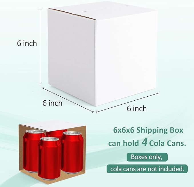 Eupako 6x6x6 Cardboard Box Mailers 30 Pack White Cube Corrugated Small Shipping - Image 2