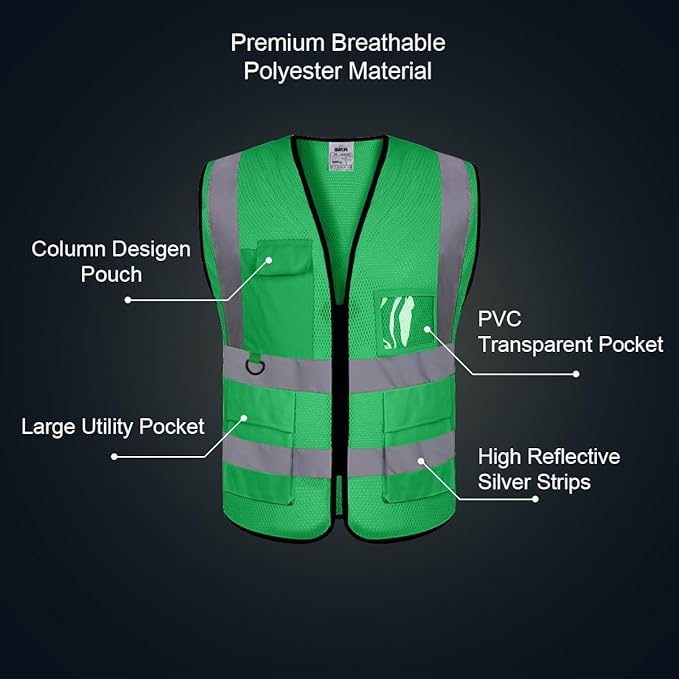 BeautyWill Custom Safety Vest Logo Class 2 High Visibility Reflevtive Vest - Image 5