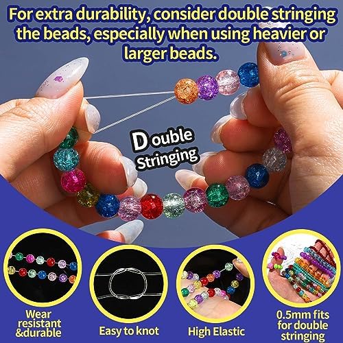 FANDAMEI 0.5mm Elastic Bracelets Strings Cord, Elastic Crystal Stretch Bead Cord for Jewelry Making, Clear Stretchy Elastic String Cord for Beading, Transparent Thread for Bracelet Necklace Making - Image 3