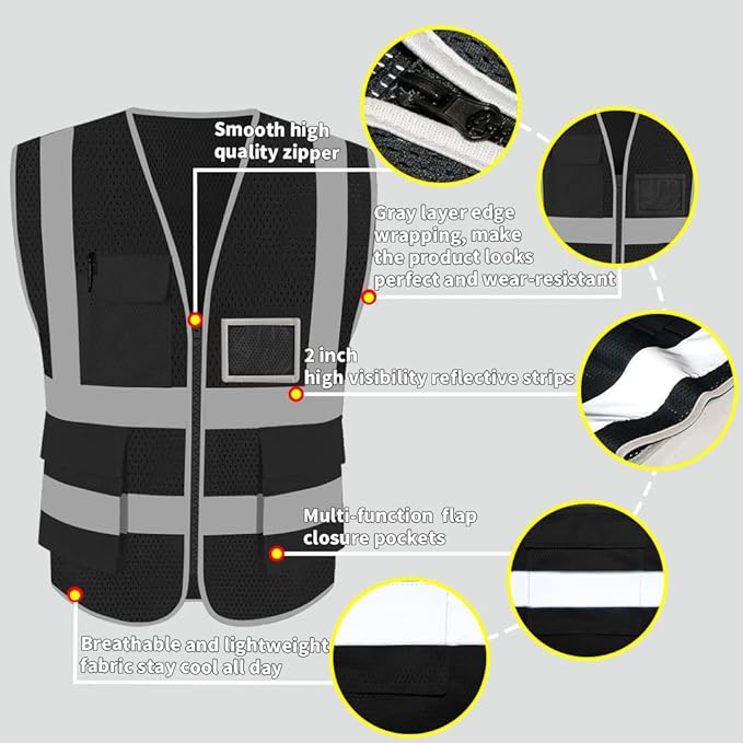 HYCOPROT High Visibility Mesh Safety Reflective Vest - Image 3