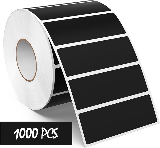 Black Rectangle Color Coding Labels 3 × 1 Inches, Self-Adhesive Writable by Meitaat