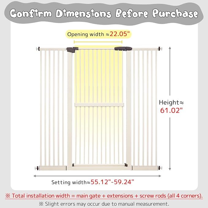 Lumizone Extra Tall Cat Gate 61.02" High Pressure Mounted Extra Wide - Image 2
