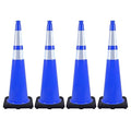 4 Pack 36 Inch Blue Traffic Cones Black Base, Tall Durable Safety Cones by OranclUS