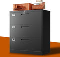 Lateral File Cabinet with Lock, Metal Filing Cabinet with 3 Drawer, Steel by BYNSOE