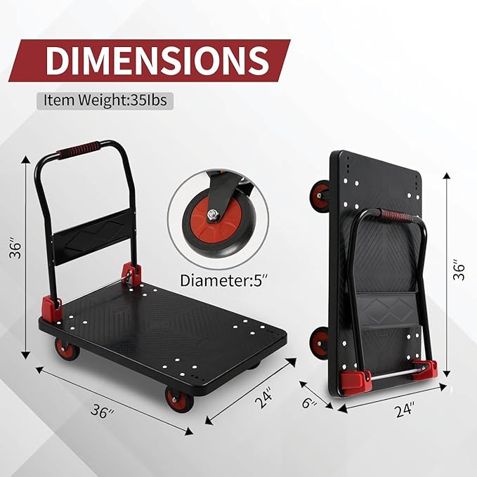 Platform Truck Push Cart Dolly, Foldable Hand Trucks - Image 2