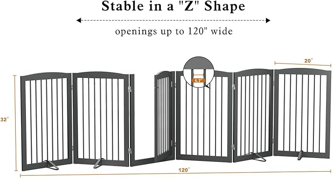 Freestanding Pet Gate with Door, Tall Dog Gate - Image 6