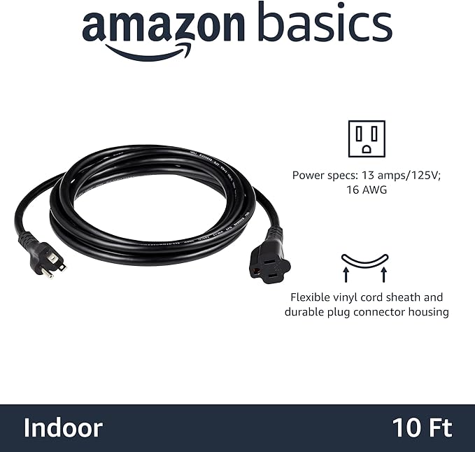Amazon Basics Extension Cord, 13 Amps, 10 Foot - Image 2