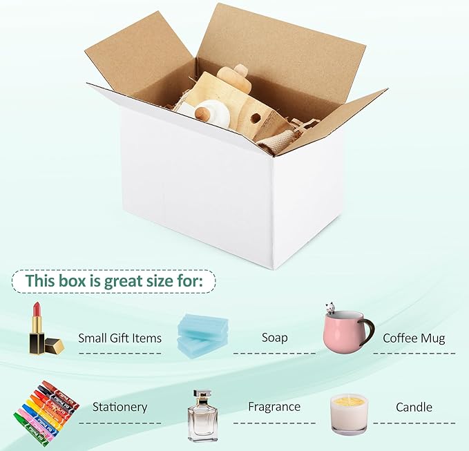 Eupako 6x4x4-Small-Shipping-Boxes-30-Pack-White-Corrugated-Box-Mailers - Image 3
