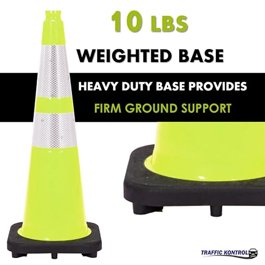 130 Pack 36" Inch Lime Traffic Safety Cones - Image 2