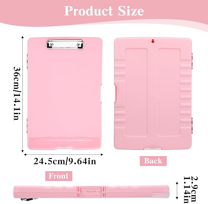 6 Pcs Plastic Clipboard with Storage, Colored A4 Nursing Heavy Duty Clip Board - Image 2