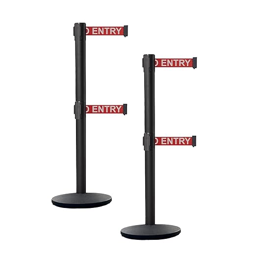 Crowd Control Warehouse CCW Set of 2 Dual Retractable Belt Barrier Stanchion by Crowd+Control+Warehouse