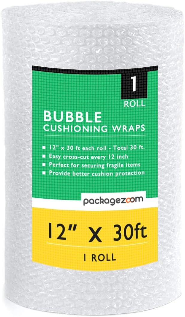 12 inch x 30 ft Bubble Cushioning Wrap, Perforated Every 12" Protective Packing by packagezoom