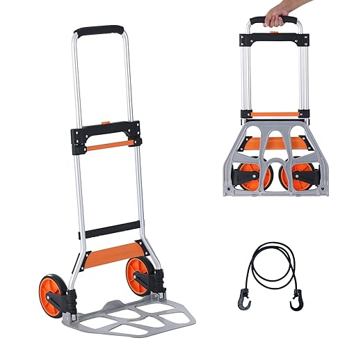 VEVOR Folding Hand Truck and Dolly, 275 Lbs Capacity, Aluminum Foldable Cart - Image 10