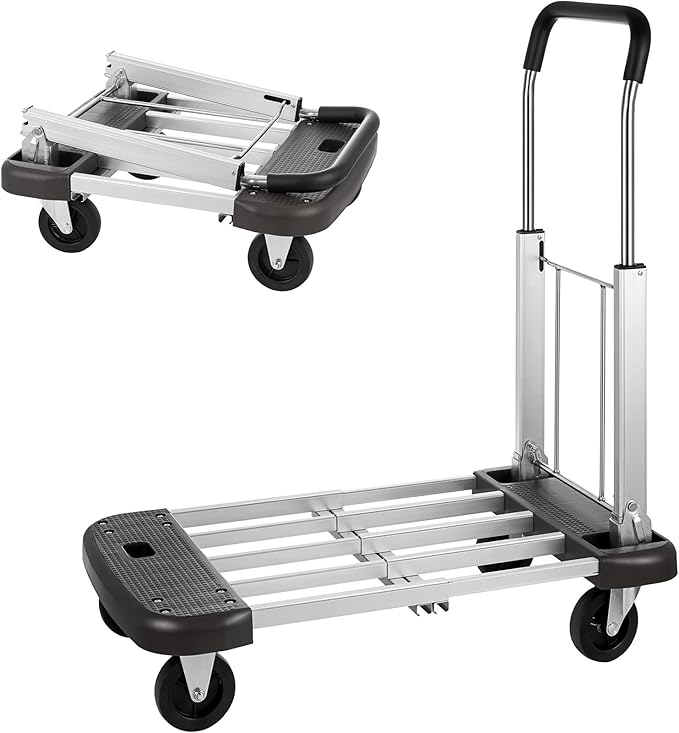 Foldable Platform Cart 29" x 17" x 35" Aluminum Platform Truck 330lbs Capacity by SmarketBuy