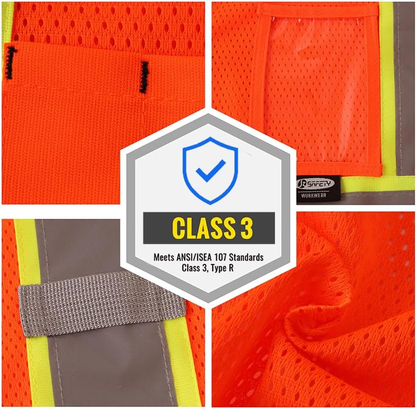 JKSafety Safety Vest for men women Hi Vis Vest with Pockets and Zipper High Visibility Construction Vests BX310 - Image 4