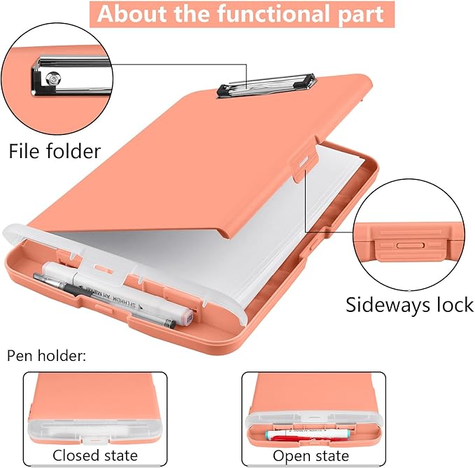 SFLHHDM Plastic Clipboard with Storage, High Capacity Clip Boards 8.5x11 with - Image 5